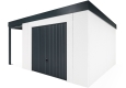 Garden house with Hormann garage door and 1,5m left gazebo in white